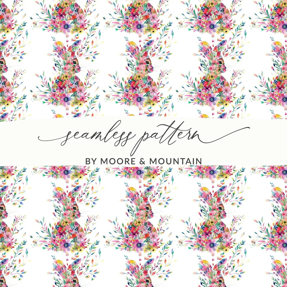 Bohemian Rabbit Floral Pattern Background Art Graphics - Moore and Mountain