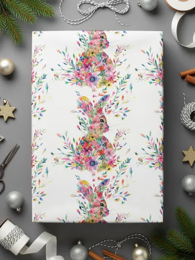 Bohemian Rabbit Floral Pattern Background Art Graphics - Moore and Mountain