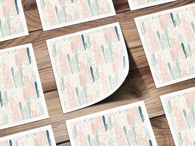 Abstract Brush Stroke Design Square Card Set