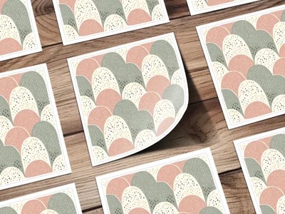 Colorful Scallop Patterned Square Design Greeting Card