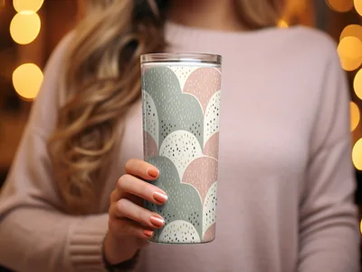 Modern Scallop Pattern Insulated Travel Tumbler Cup