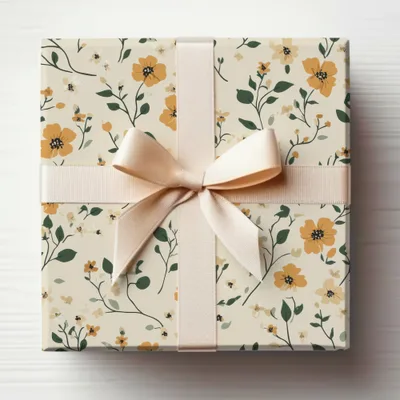 Beautiful Floral Gift Wrap with Ribbon Decorative Box