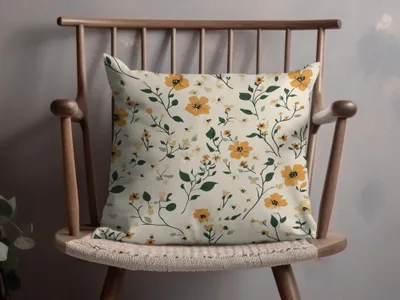 Elegant Yellow Floral Pattern Decorative Pillow