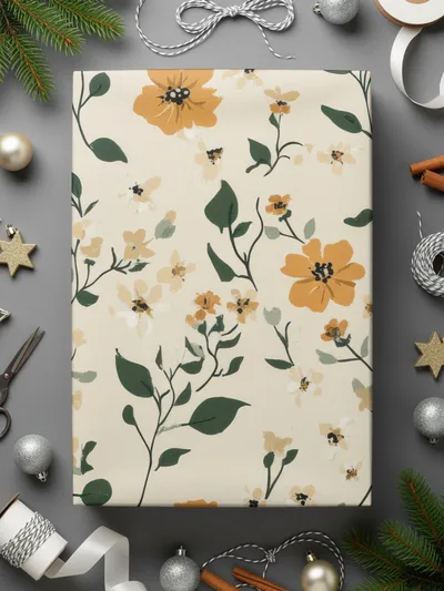 Floral Botanical Patterned Wrapping Paper for Gifts