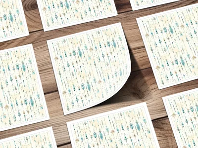 Boho Chic Seamless Pattern Digital Paper, Watercolor Feathers Background, Arrow Tribal Print, Teal and Beige, Scrapbook Paper Download - Moore and Mountain