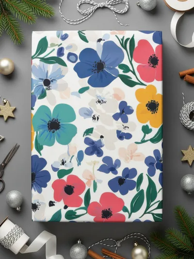Colorful Floral Pattern Gift Wrap for No Occasion