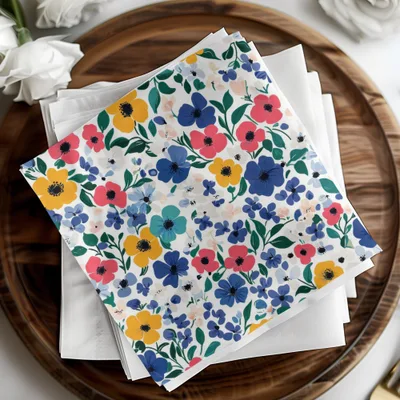 Vibrant Floral Pattern Napkin Set for Dining Décor