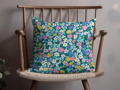 Floral Pattern Throw Pillow with Bright Colors