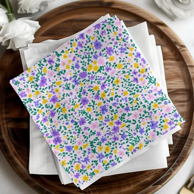 Vibrant Floral Pattern Design Napkin Set for Dining