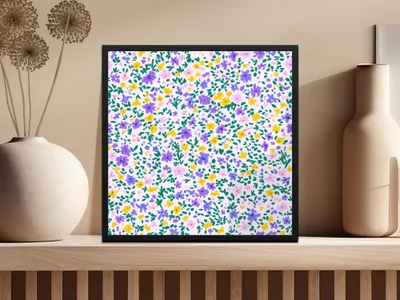 Vibrant Floral Pattern Art Print for Home Decor
