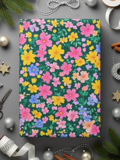 Festive Floral Gift Wrapping Paper Perfect for Holidays