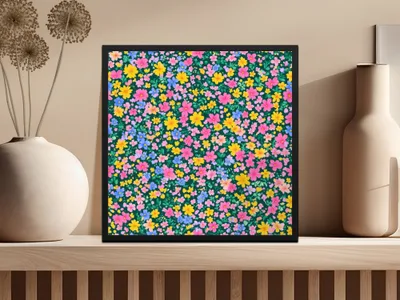 Vibrant Floral Pattern Art Print for Home Decor
