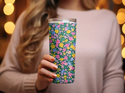 Bright Floral Pattern Tumbler for Everyday Use
