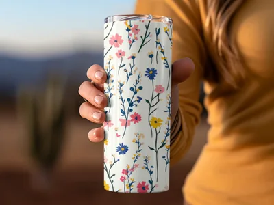 Floral Patterned Insulated Tumbler for Hot and Cold Drinks