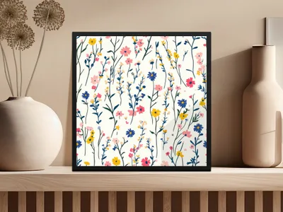 Vibrant Floral Pattern Framed Poster Art Decor