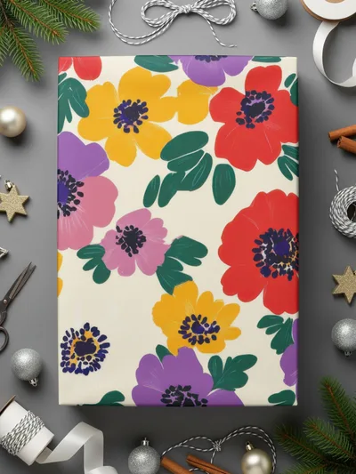 Colorful Floral Pattern Gift Wrap for Festive Occasions