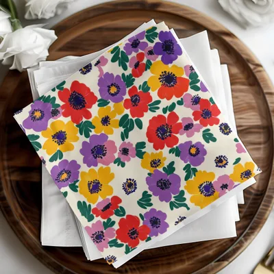 Vibrant Floral Design Multicolor Napkin Set Product