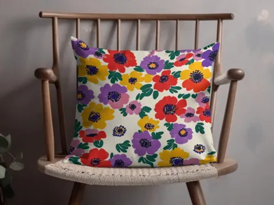 Vibrant Multicolor Floral Pattern Throw Pillow Cover