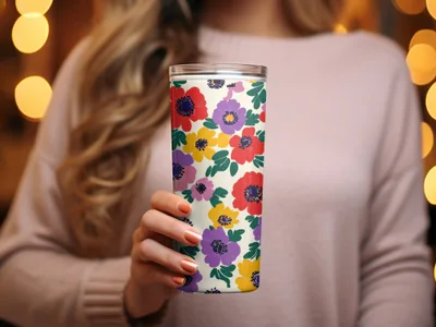 Vibrant Floral Insulated Tumbler for Hot and Cold Drinks