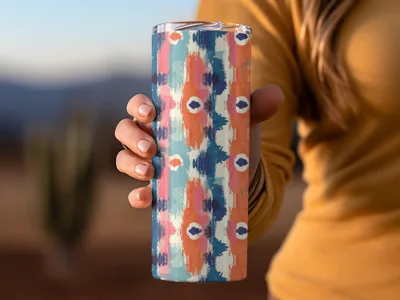 Colorful Abstract Patterned Travel Tumbler for Hot Drinks