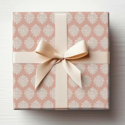 Elegant Patterned Gift Box with Ribbon Bow Decor
