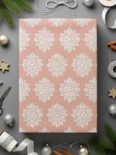 Elegant Floral Patterned Holiday Gift Wrapping Paper