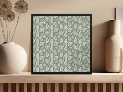 Elegant Paisley Floral Pattern Framed Artwork Decor