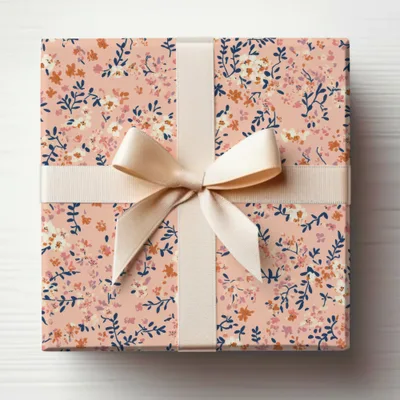 Elegant Pink Floral Gift Box With Bow Design Package