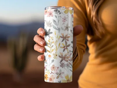 Boho Pink Watercolor Floral Neutral Summer Pattern Digital - Moore and Mountain