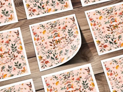 Colorful Floral Patterned Cards with Botanical Theme