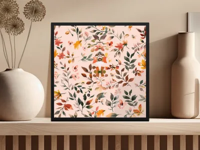 Elegant Floral Pattern Framed Wall Art for Home Decor