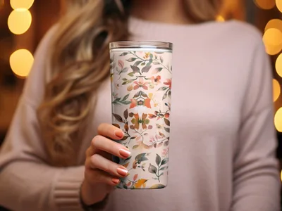 Floral Insulated Tumbler With Botanical Design