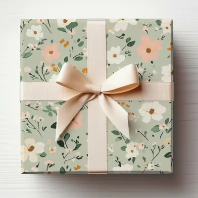 Elegant Floral Gift Box with Ribbon