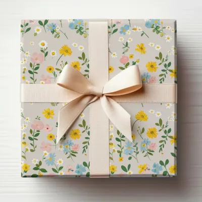 Floral Gift Wrap with Bow for Special Occasions