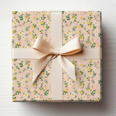 Elegant Floral Gift Box with Bow Beautiful Packaging