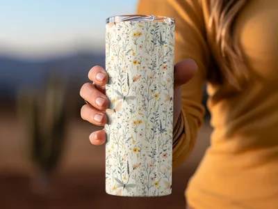 Floral Patterned Travel Tumbler for Hot and Cold Drinks