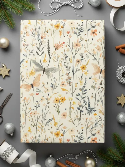 Elegant Floral Butterflies Gift Wrapping Paper