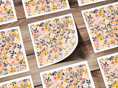 Vibrant Floral Design on Light Pink Background Print