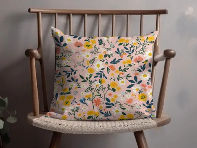 Floral Pattern Pillow with Bright Blossoms Design Pillow