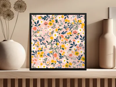 Vibrant Floral Pattern Art Print for Home Decor