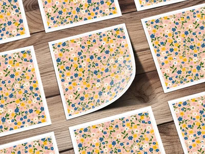 Floral Patterned Square Sticker Sheet Set for Crafting