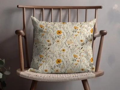 Vintage Yellow Floral Throw Pillow for Home Decor