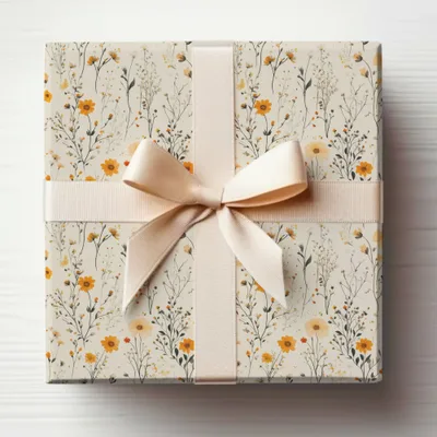 Elegant Floral Gift Box with Satin Ribbon Detail