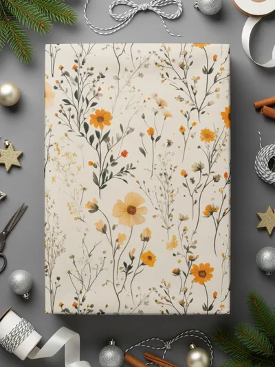 Floral Patterned Gift Wrap with Vibrant Blossoms
