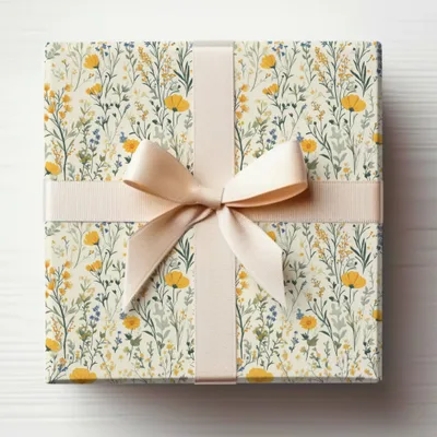 Elegant Floral Pattern Gift Wrap with Bow