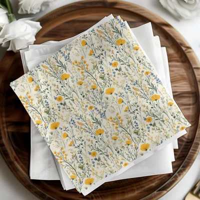 Charming Yellow Floral Pattern Design Napkin Product