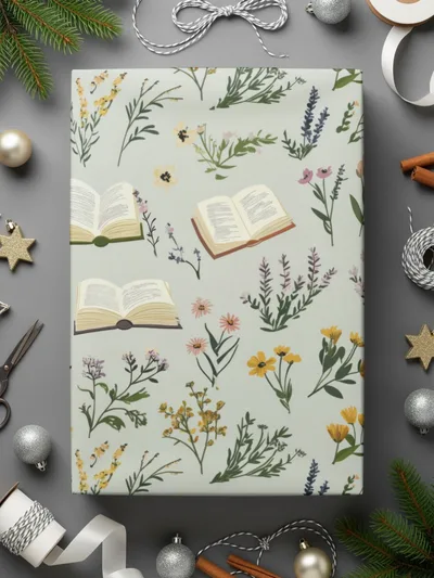 Book and Floral Seamless Pattern Digital Paper, Vintage Flowers Design, Reading Lover Gift, Botanical Surface Pattern, Commercial Use - Moore and Mountain