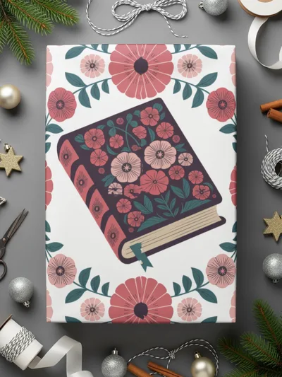 Book and Flower Digital Paper, Seamless Floral Pattern, Digital Scrapbook Paper, Fabric Design, Bookish Gift, Digital Download (138) - Moore and Mountain