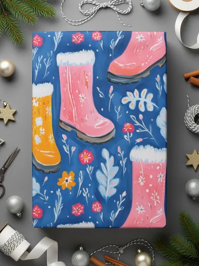 Boots and Flowers Cute Seamless Pattern Surface Design Digital - Moore and Mountain