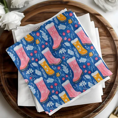 Boots and Flowers Cute Seamless Pattern Surface Design Digital - Moore and Mountain